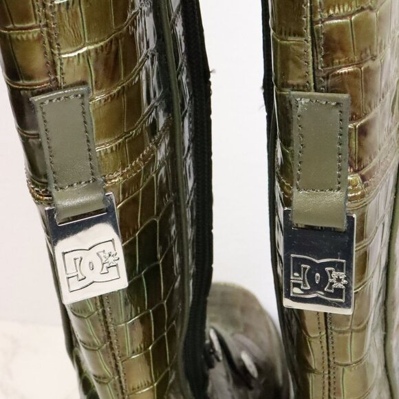 DC Shoes Women's 7 Filter Green Crocodile Military Pirate Tall Boots RARE 2008 - Picture 9 of 11